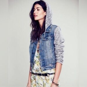 Free People Denim Hoodie Jacket Size Medium